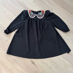 Sweet Threads Girls Black Dress With Embroidered Collar Size 5